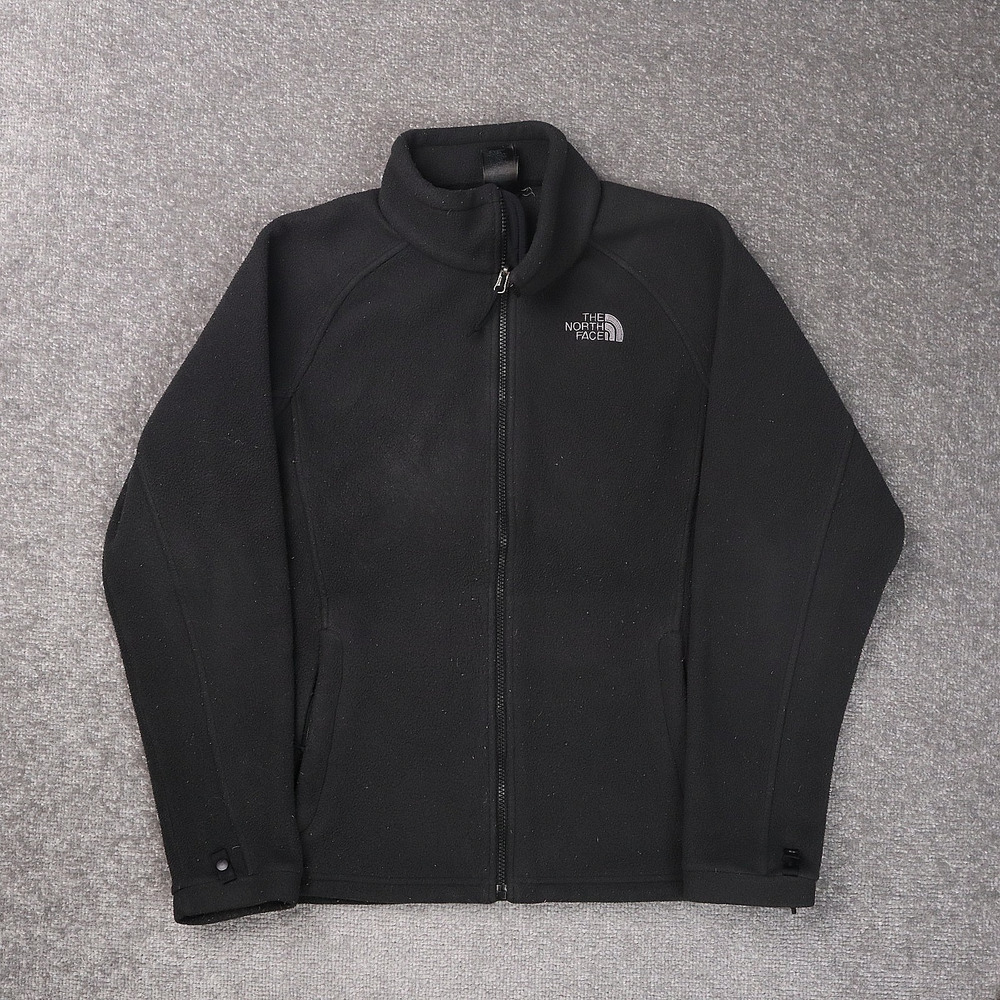 The North Face Womens Fleece Large Black Long Sleeve Full Zip Collared Jacket